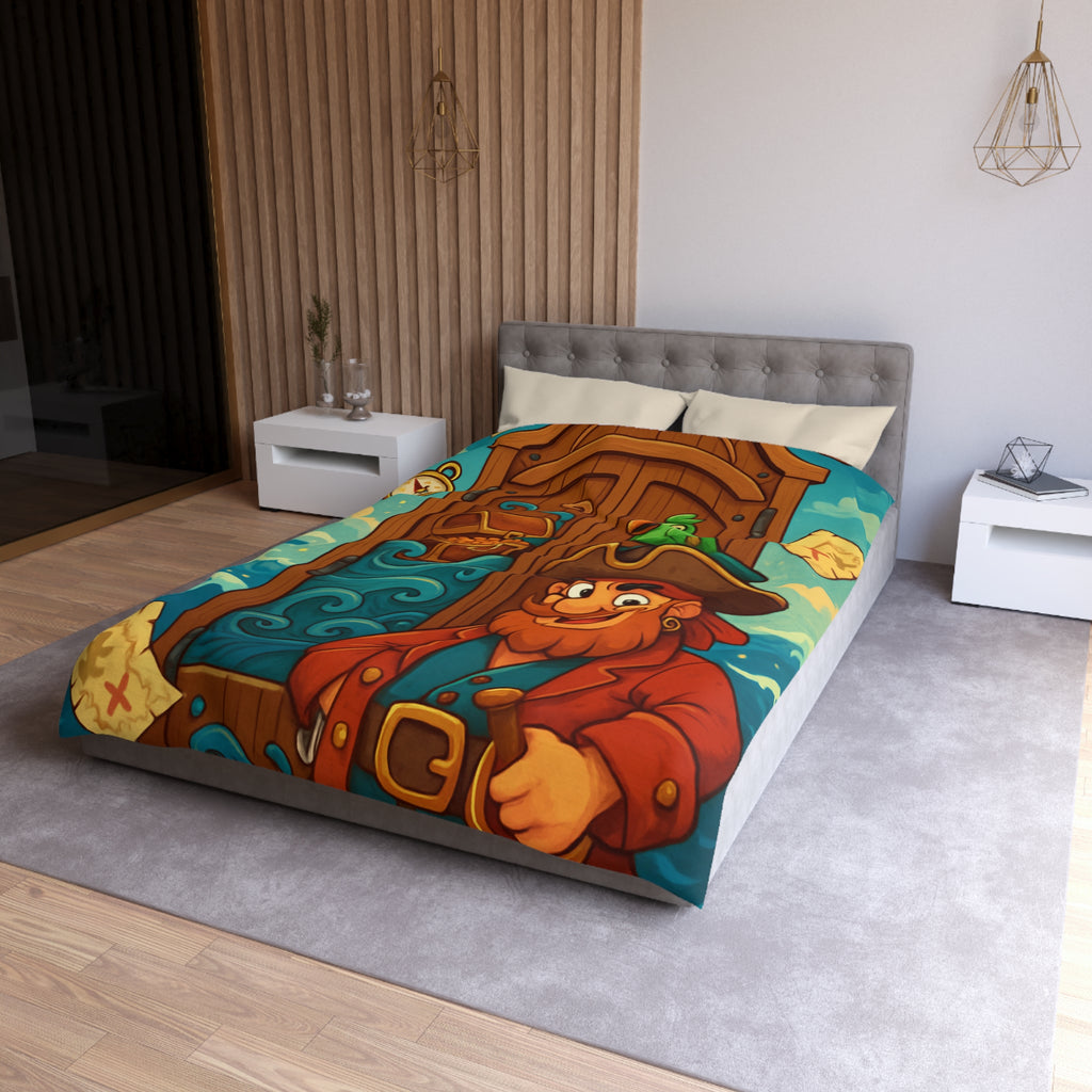 Parure de Lit Pirate Colorée avec Perroquet et Trésor Idéale pour Chambre Enfant