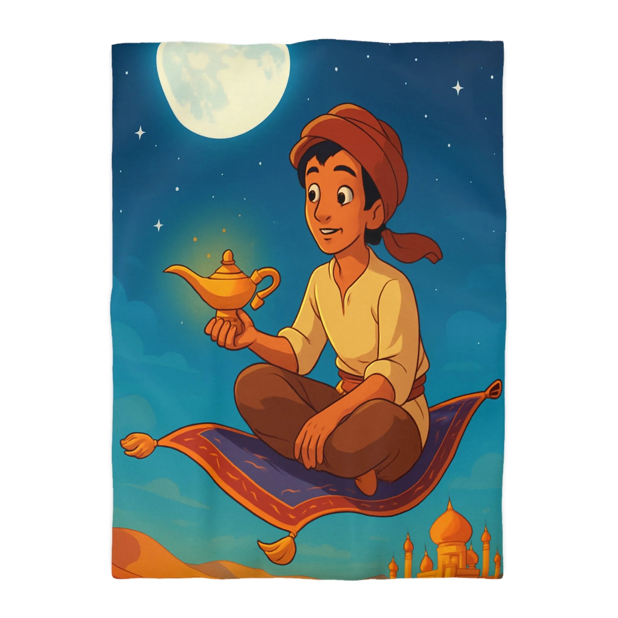 Housse de couette magique thème oriental avec tapis volant et ciel étoilé