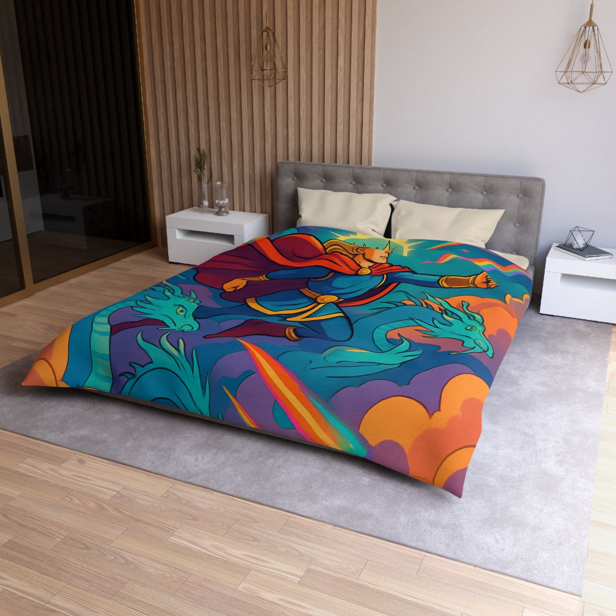 Housse de Couette Microfibre Motif Créatif Original Style Contemporain Chambre Élégante