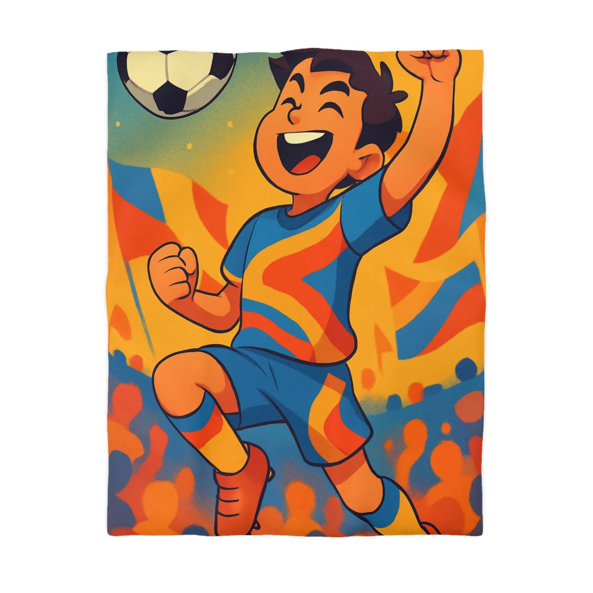 Housse de Couette Dynamique Enfant Football Motif Coloré Supporters Joie Match Gagnant