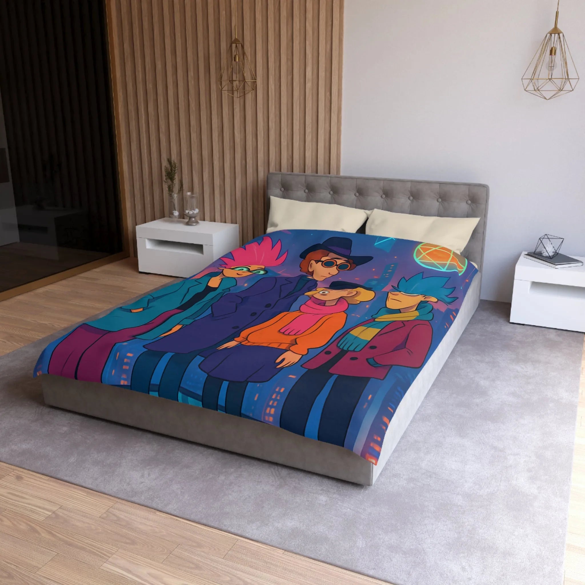 Éclat Pop Art : Style Audacieux et Couleurs Vives sur Housse de Couette Futuriste