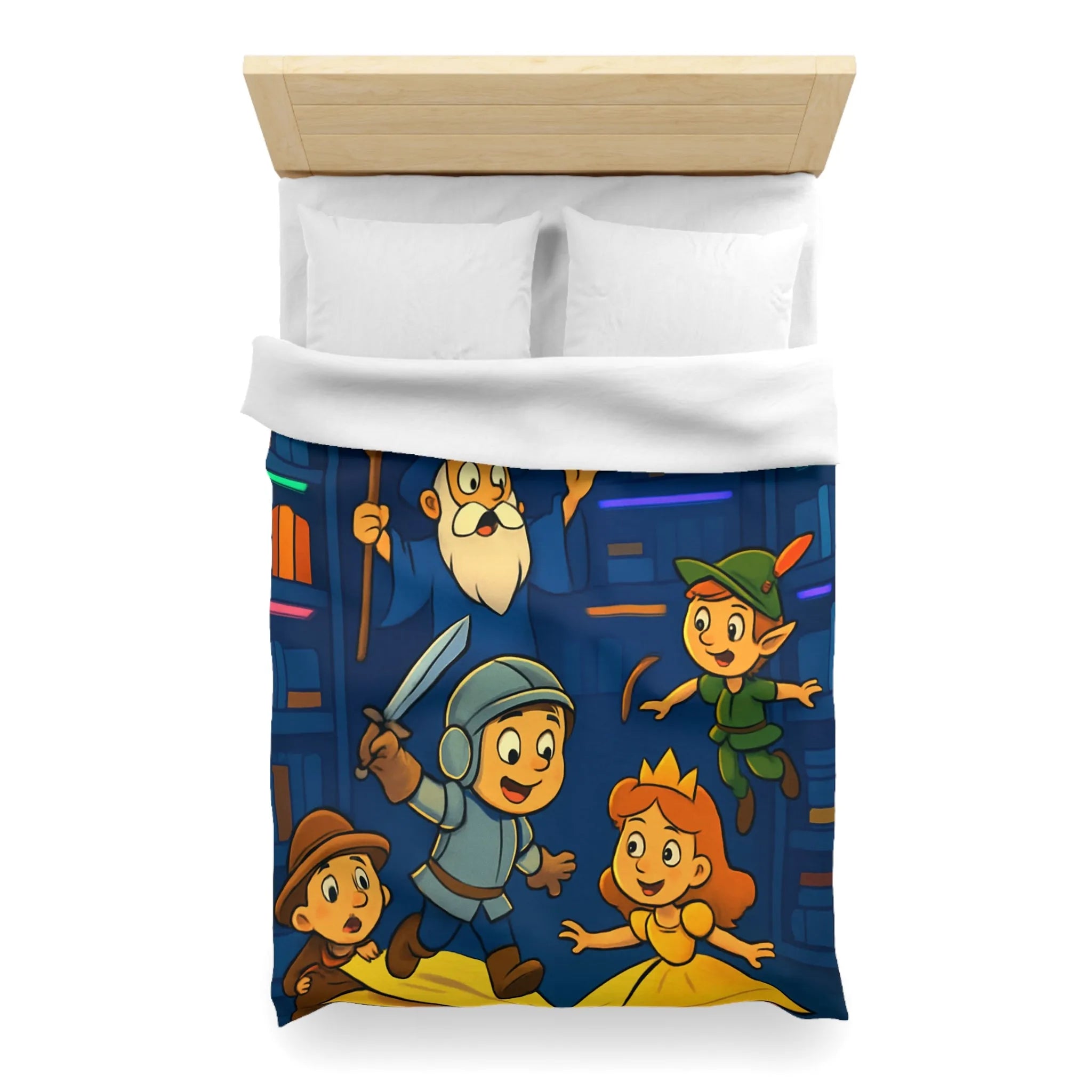 Housse de Couette Enchantée pour Enfants avec Contes Magiques et Personnages Historiques Colorés