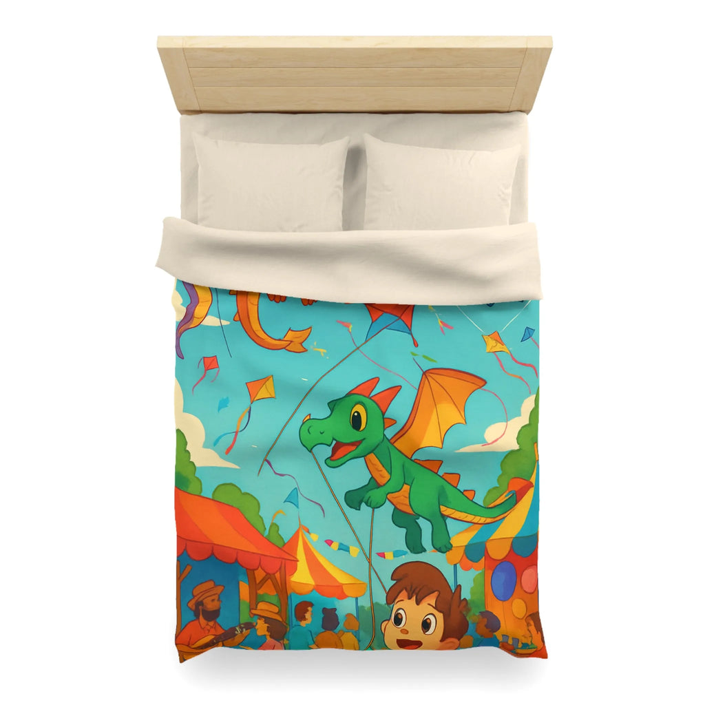 Envolée de cerfs-volants dragons et licorne sous un ciel bleu auberge festival