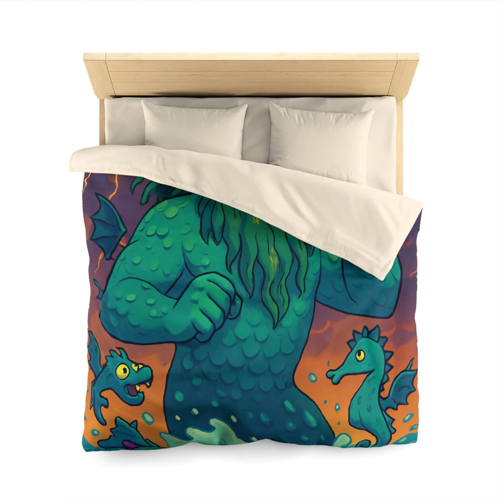 Housse de couette marine avec dessin de triton et créatures océaniques colorées enchanteurs