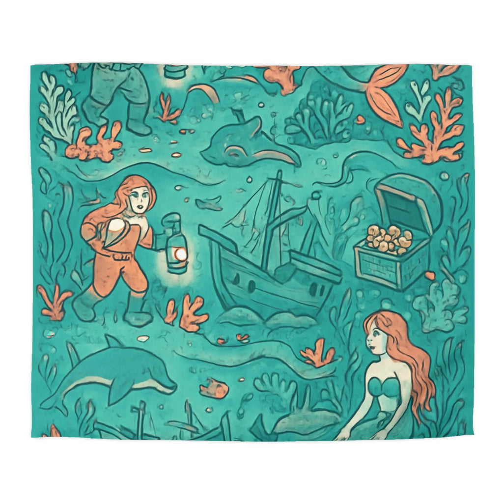 Dreamy Mermaid Enchantment: Diver's Exploration of Underwater World Bedding Delight for Kids