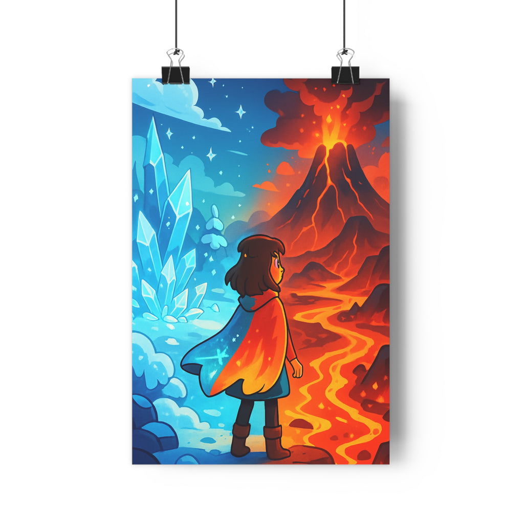 Poster décoratif mystique art coloré bleu rouge salon bureau moderne ambiance contrastée unique captivant