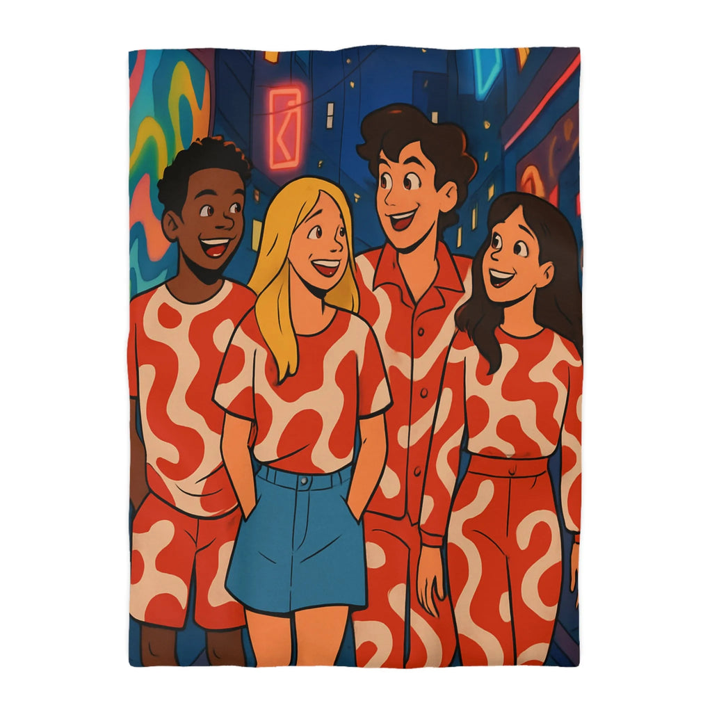 Housse de couette colorée avec design graphique enroulant style moderne pour chambre urbaine