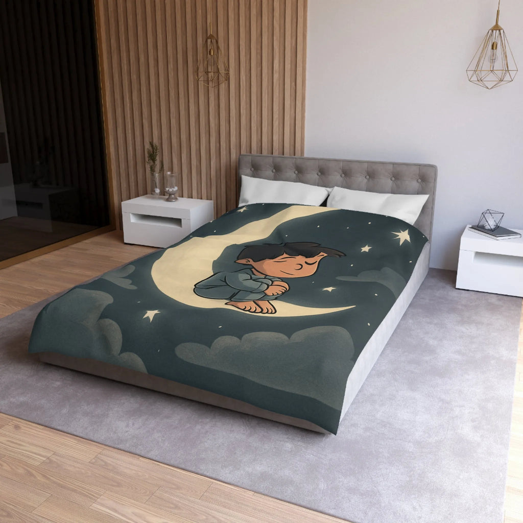 Enchantez les rêves de votre enfant avec cette housse de couette lune étoilée