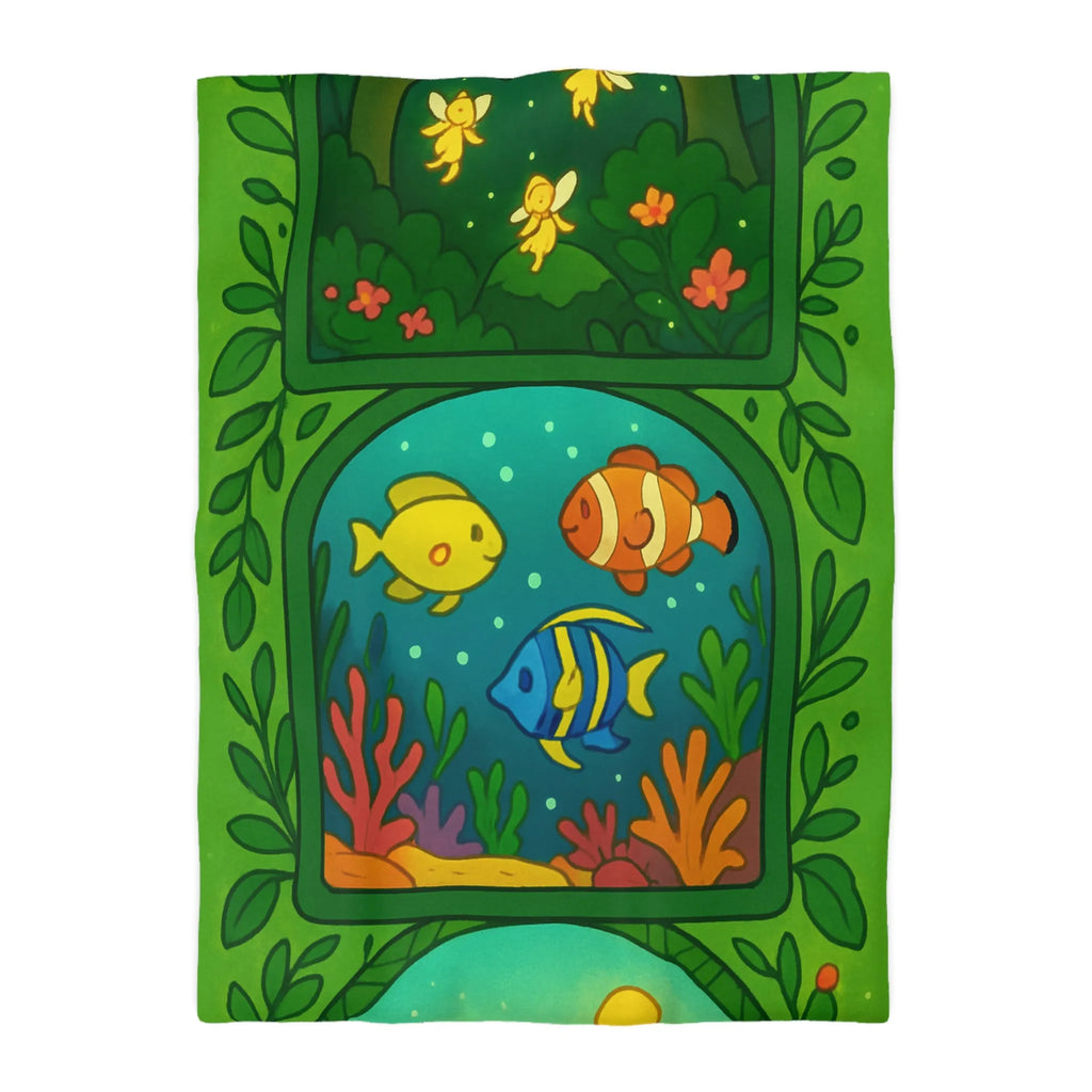 Housse de couette colorée avec motifs féeriques, océaniques et désertiques pour ambiance magique