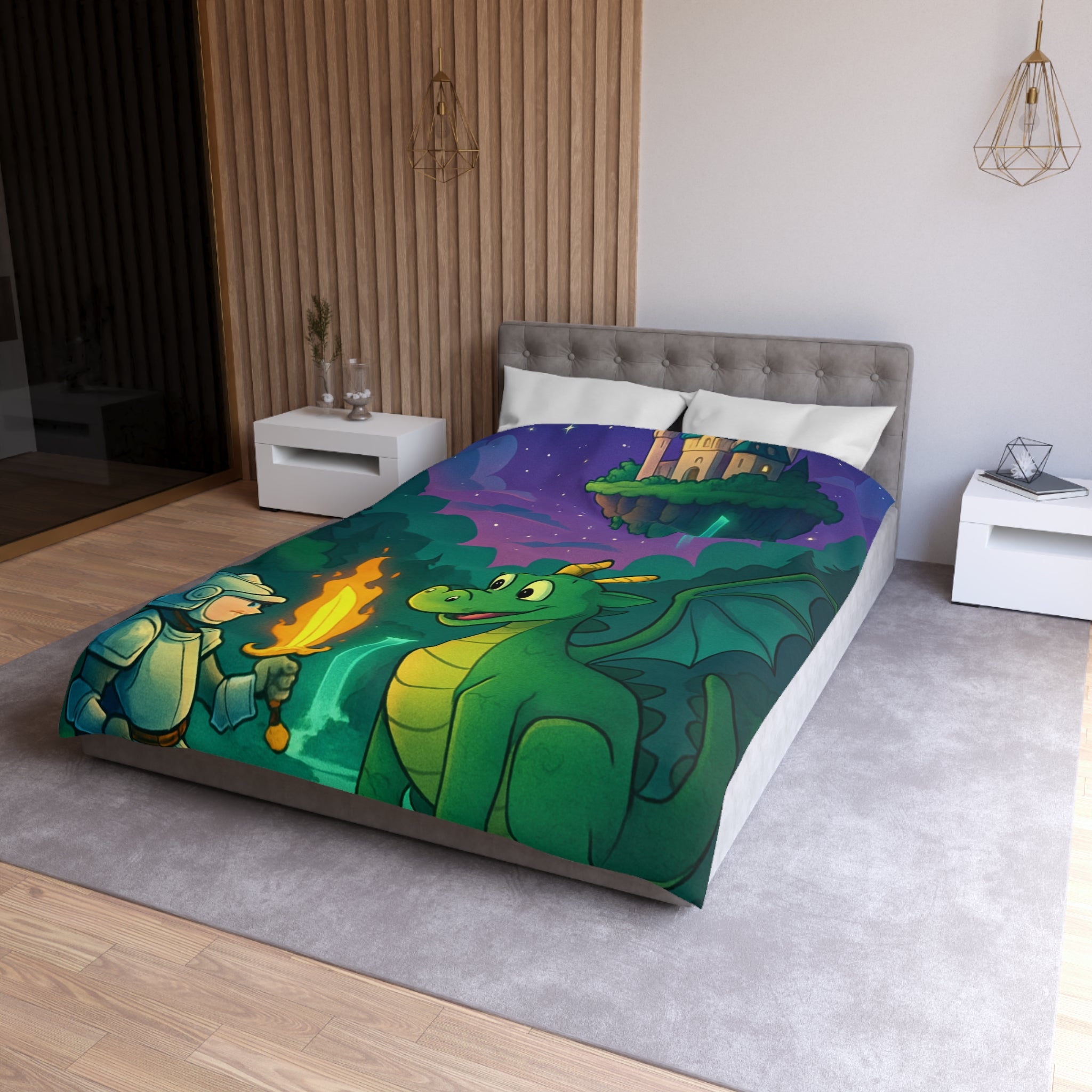 Housse de Couette Microfibre Motif Créatif Original Style Contemporain Chambre Élégante