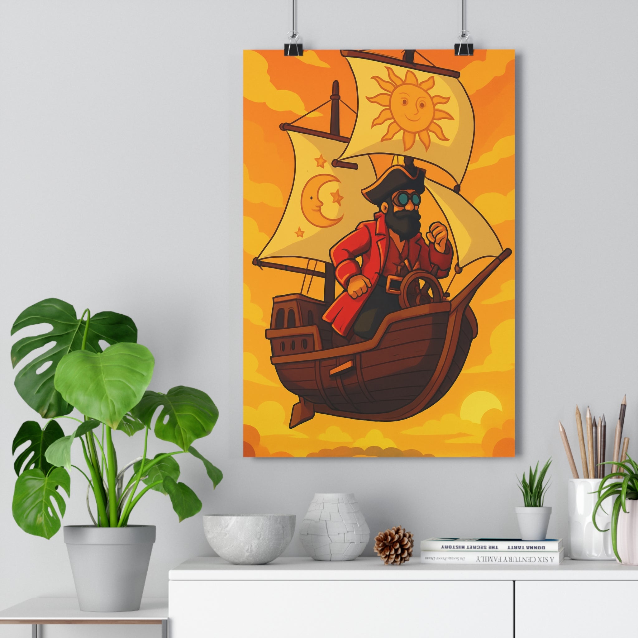 Poster décoratif aventure ciel doré pirate mystique salon moderne art mural unique fantastique exceptionnel