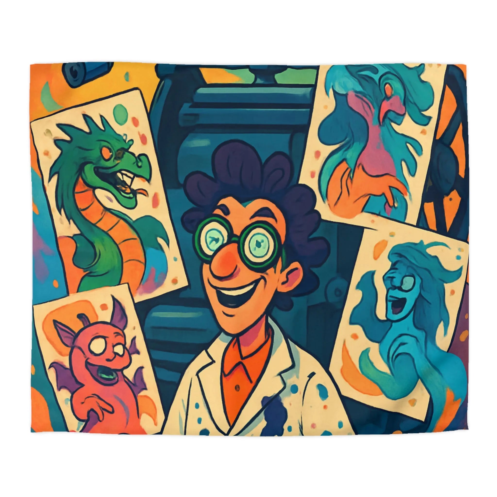 Housse de Couette Colorée avec Illustrations Fantastiques et Design Artistique Vibrant pour Enfants