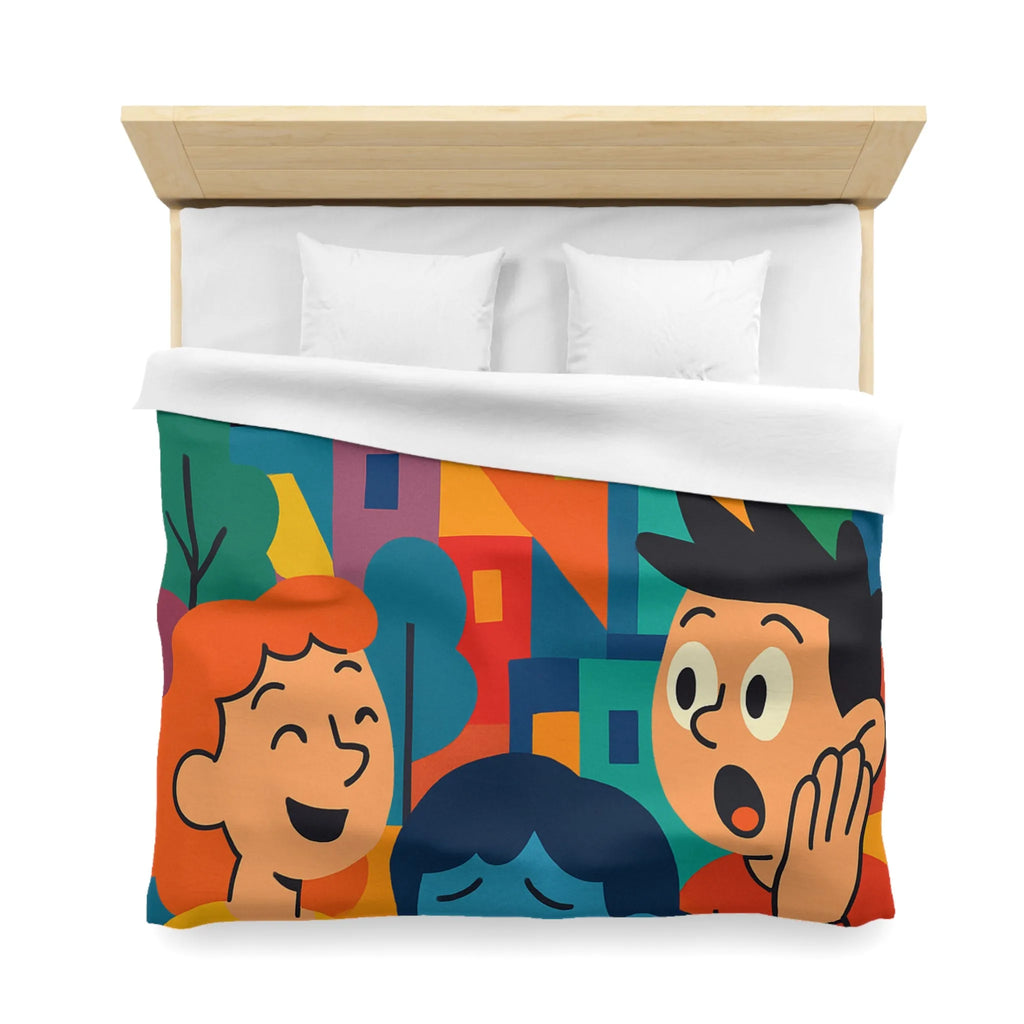 Housse de couette colorée avec scènes joyeuses et tristes pour chambre moderne