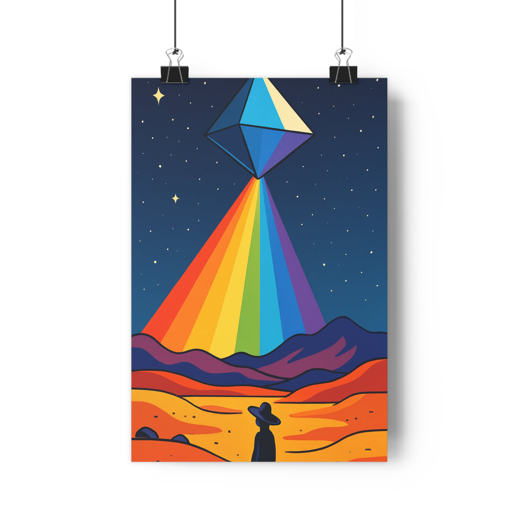 Poster décoratif psychédélique dessin animé coloré silhouette mystique salon chambre paysage arcenciel intrigue qualité