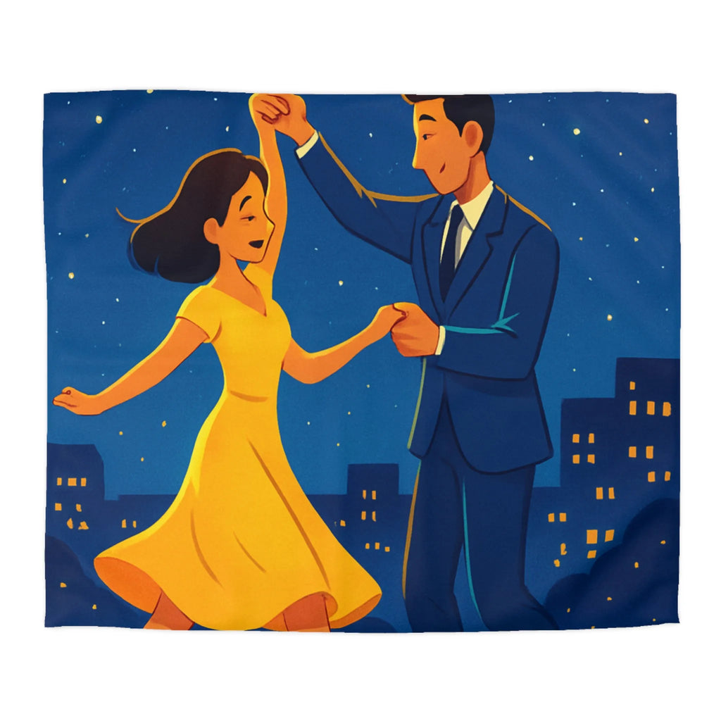 Housse de Couette Étoilée avec Couple Dansant en Soirée Ville Style Vintage