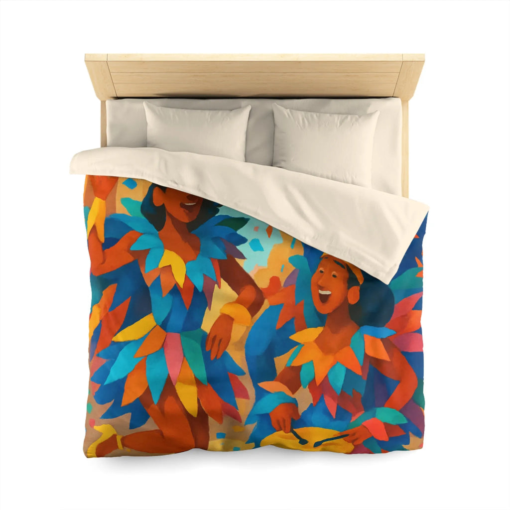 Housse de couette carnaval vibrante avec danseurs multicolores et ambiance festive éclatante