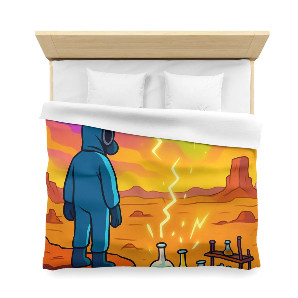 Housse de couette ciel extraterrestre arc-en-ciel avec scientifique et installations chimiques