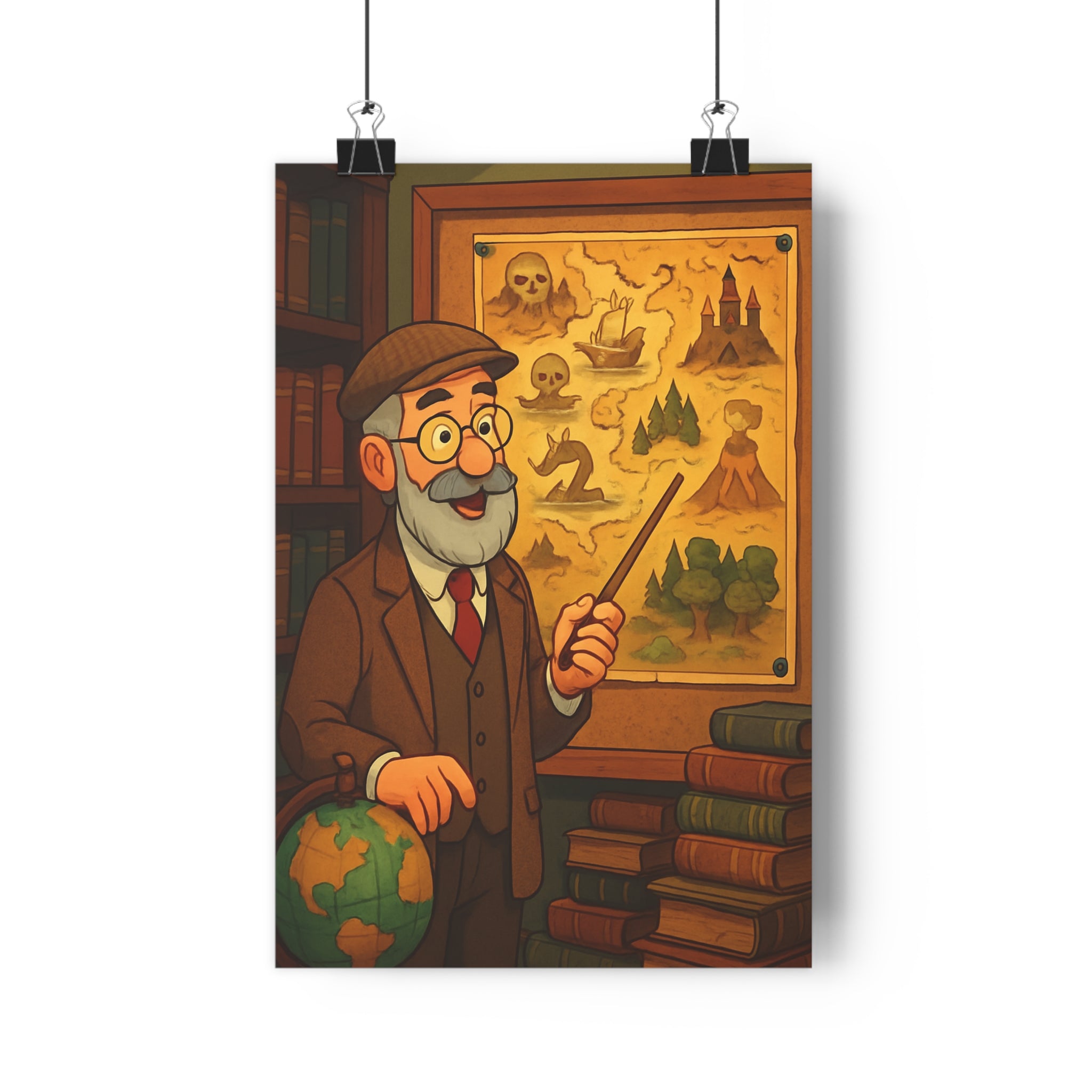 Poster décoratif vintage académique chaud doux salon bureau éducatif aventure carte professeur symbole mystère