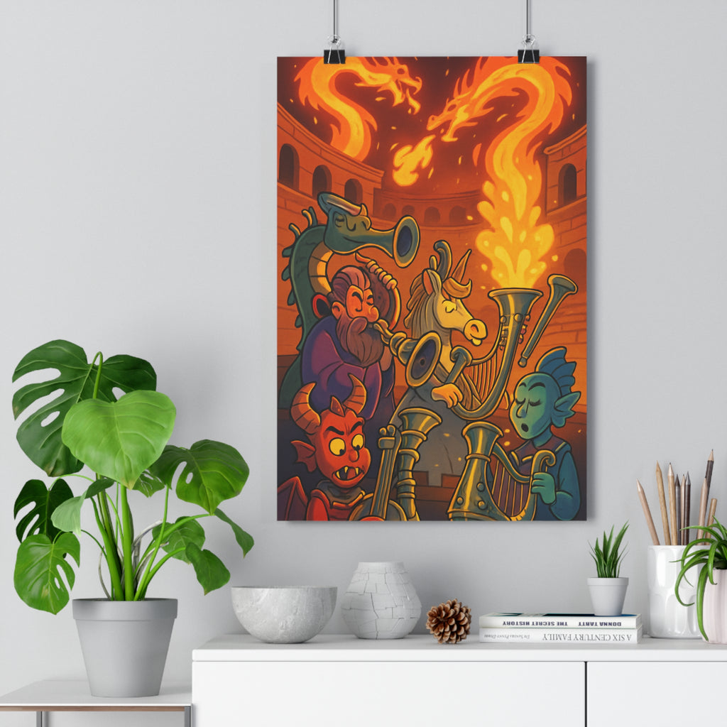 Poster décoratif fantastique coloré rouge doré ambiance magique créatif salon chambre 30x46 vibrant unique