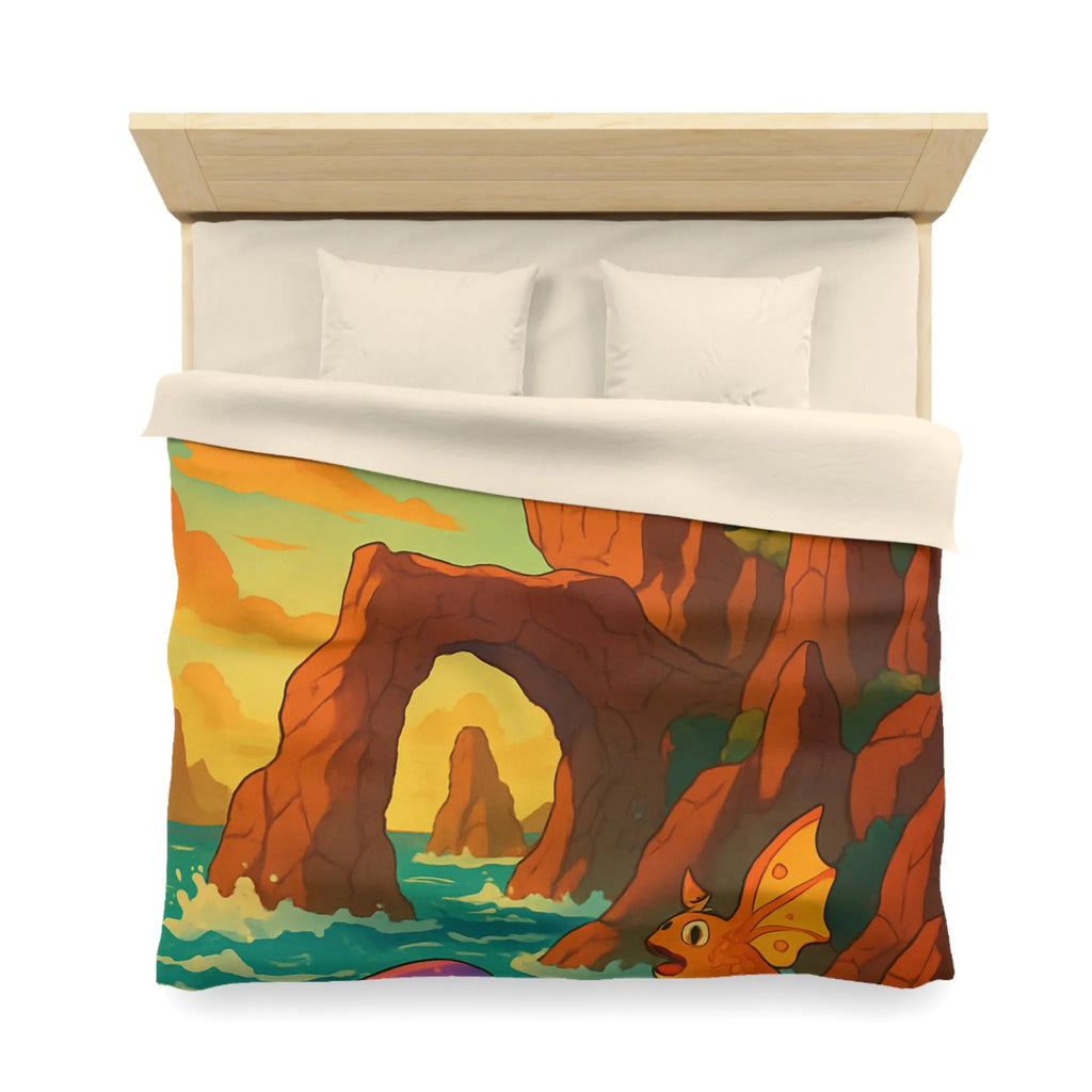 Fantastique peinture de poissons et dauphin avec phare sur fond de mer colorée