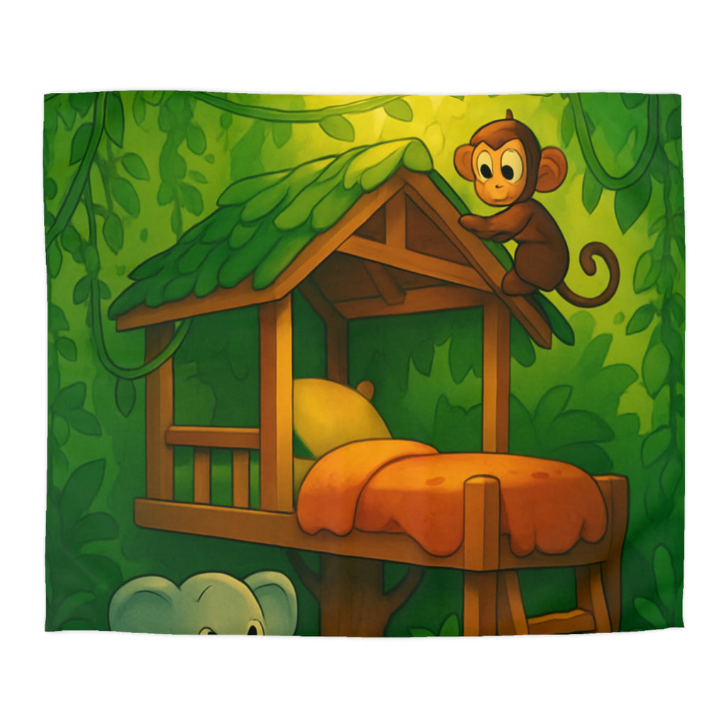 Jolie housse de couette avec animaux de la jungle pour chambre d'enfant colorée