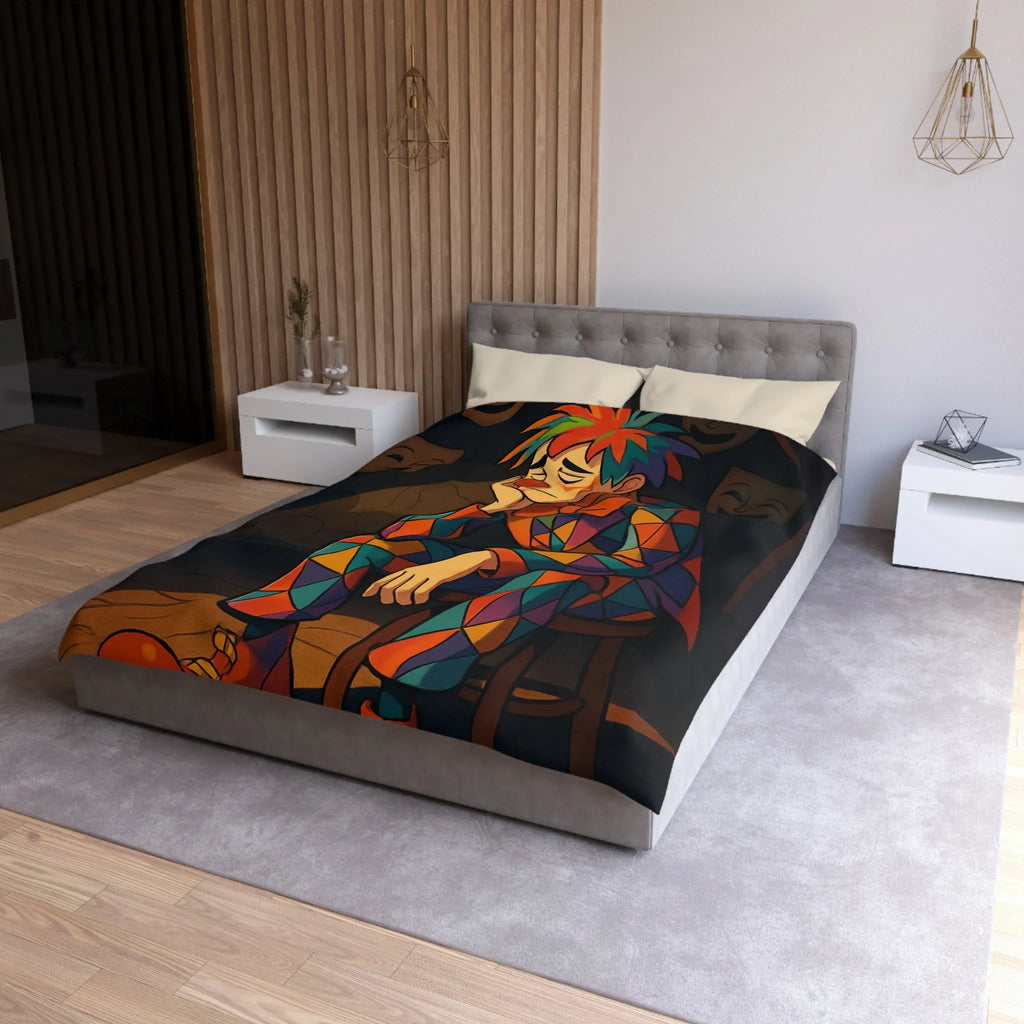 Housse de couette clown triste aux motifs colorés pour chambre unique et artistique