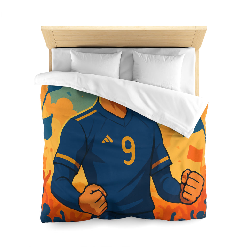 Housse de couette sportive avec joueur de football, feux d'artifice et ambiance festive