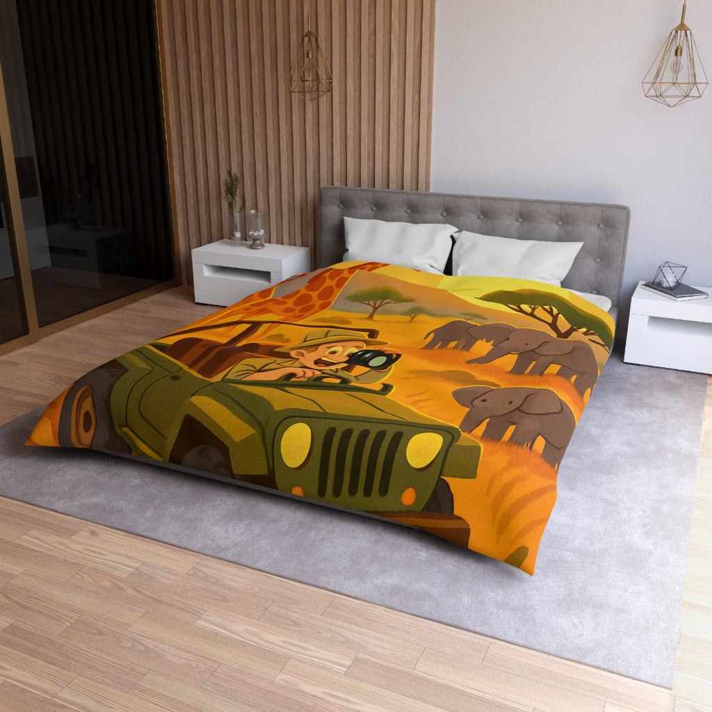 Housse de Couette Safari avec Animaux et Paysage Africain pour Chambre Enfant Aventure