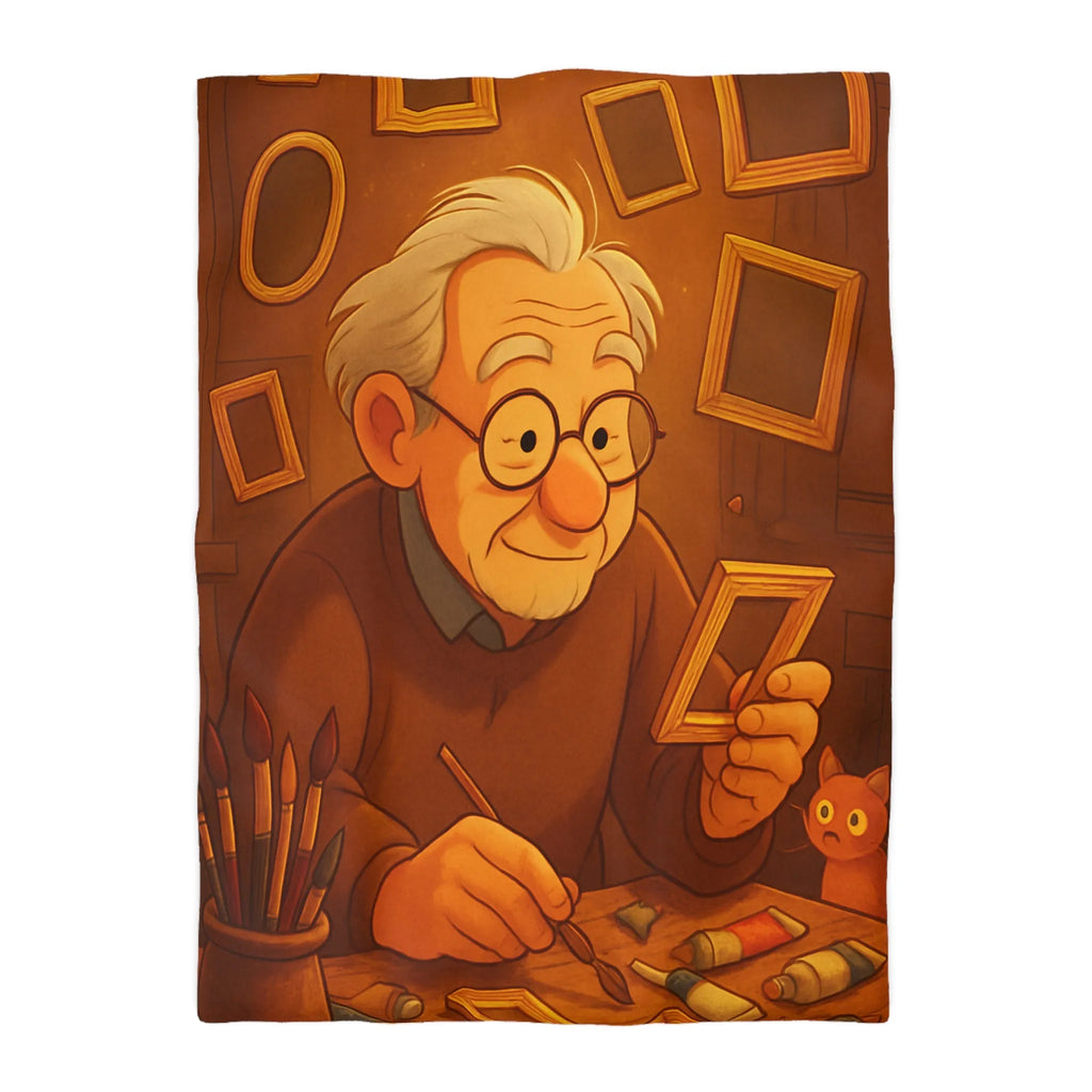 Housse de Couette Illustrée avec Artiste Peignant dans Atelier Enveloppant et Charmant