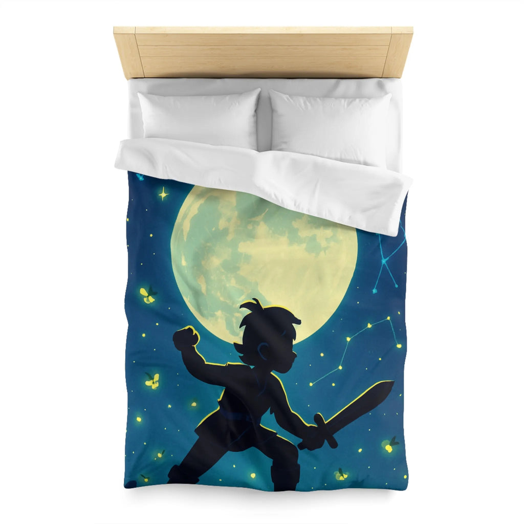 Housse de couette enfant design aventurier nocturne avec lune et constellations magiques