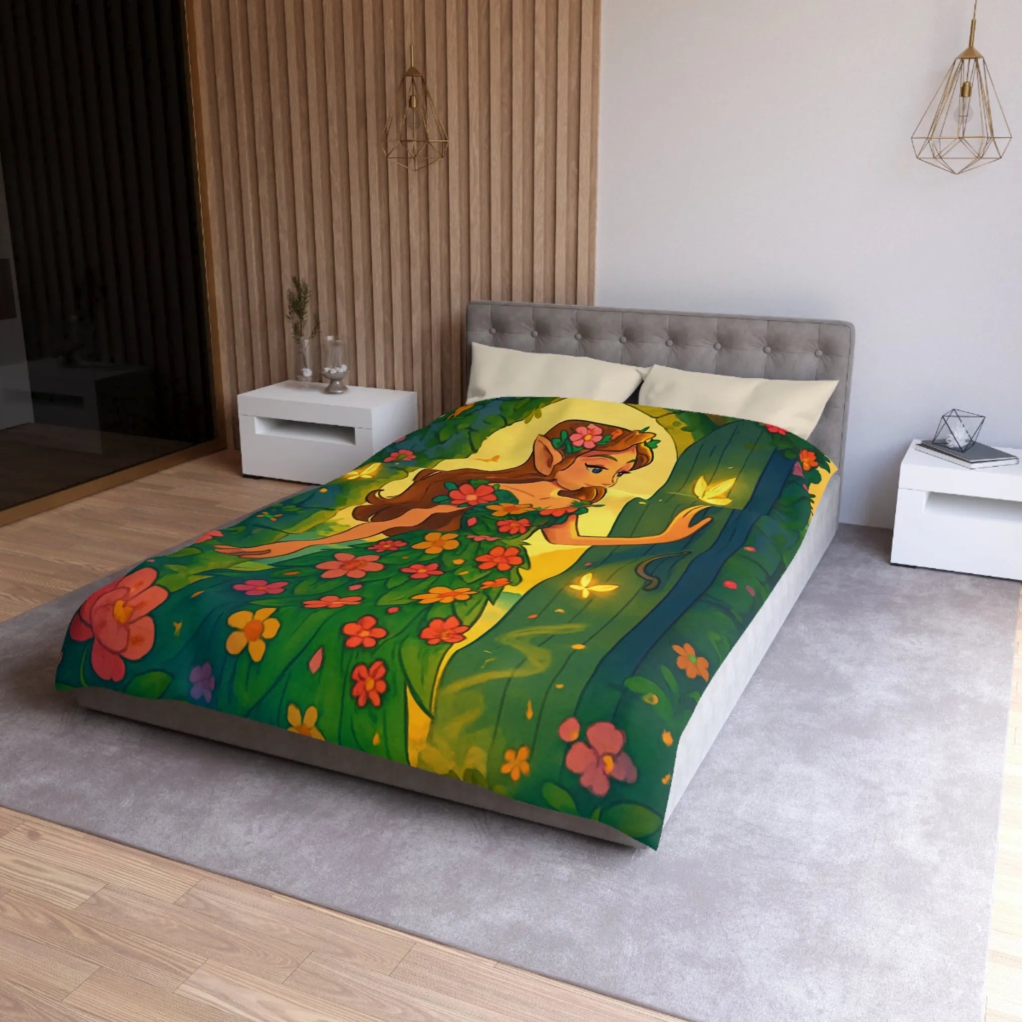 Élégante Housse Floral Elfique Inspirée par la Beauté Enchantée de la Nature Mystique