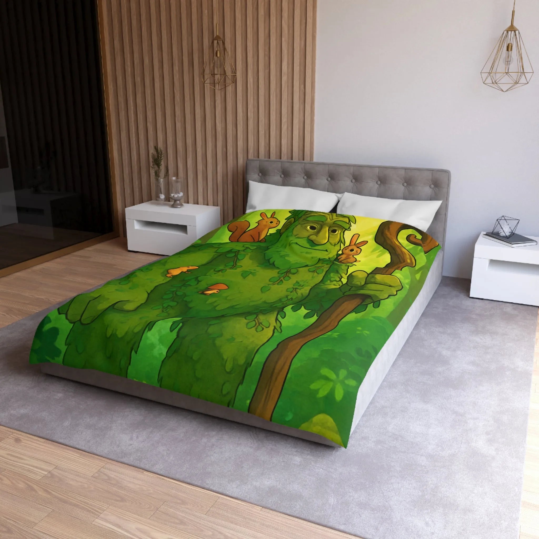 Housse de Couette Enchantée avec Géant Végétal et Forêt de Rêve pour Enfants Héritage