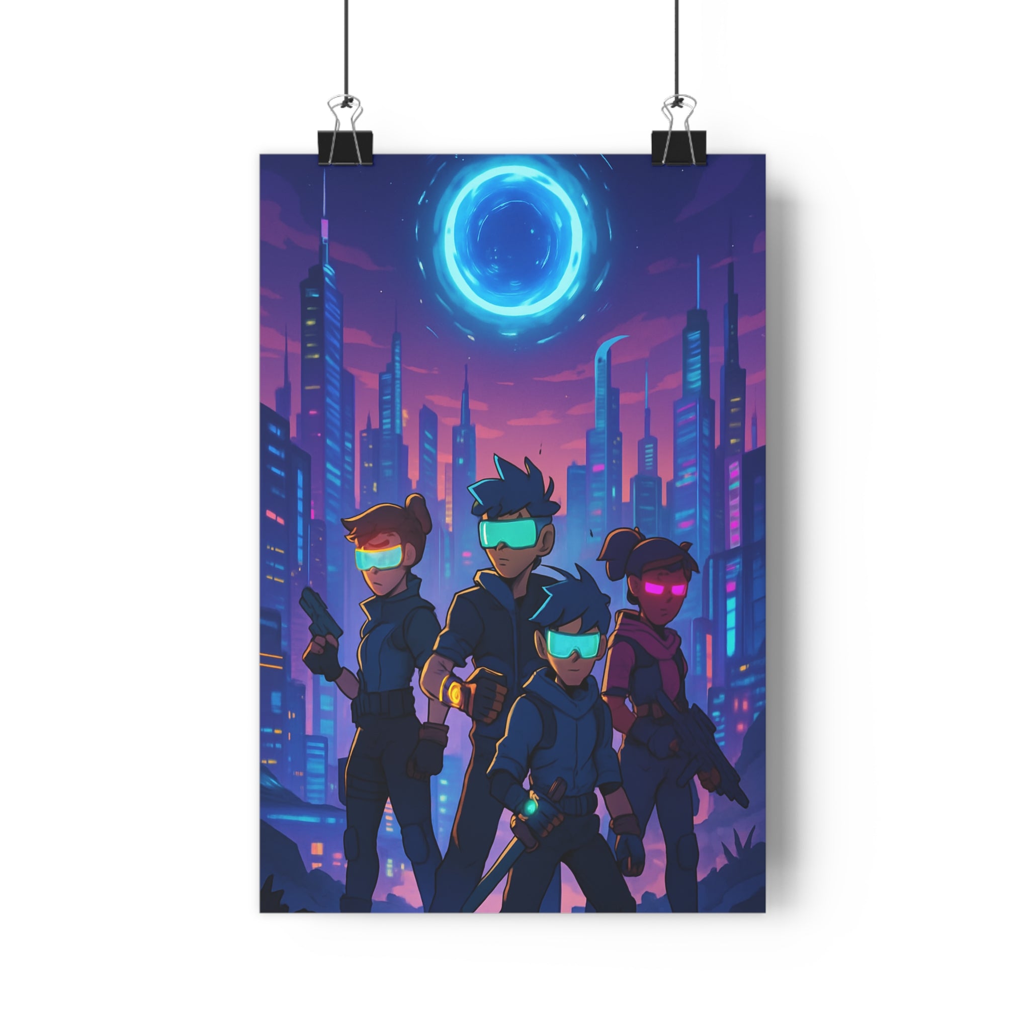 Poster décoratif futuriste anime sciencefiction violet rouge mystique salon bureau moderne ambiance action qualité