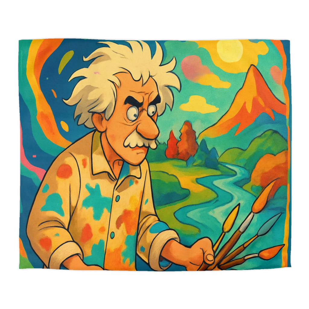 Housse de couette artistique avec peintre et paysage vibrant aux couleurs éclatantes