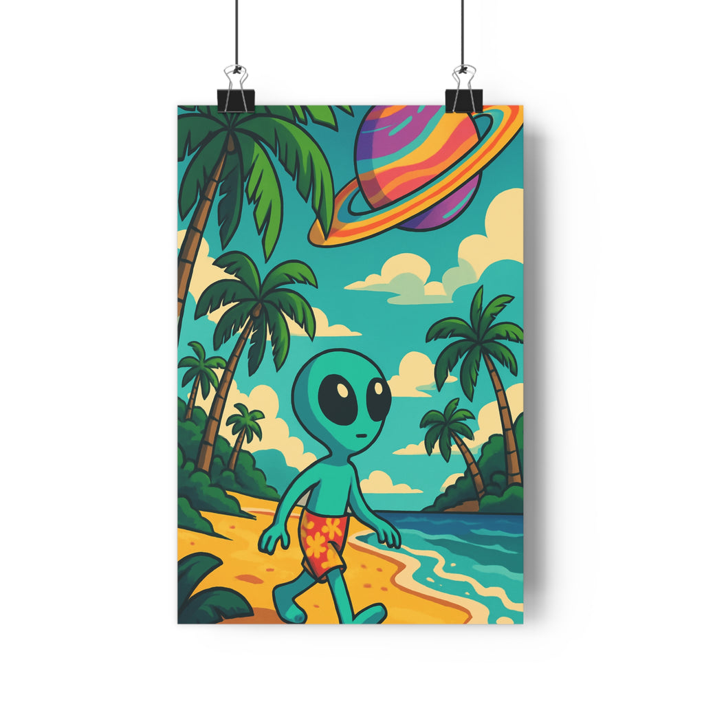 Poster décoratif tropical extraterrestre coloré sciencefiction aventure plage chambre salon moderne fantastique ambiance qualité