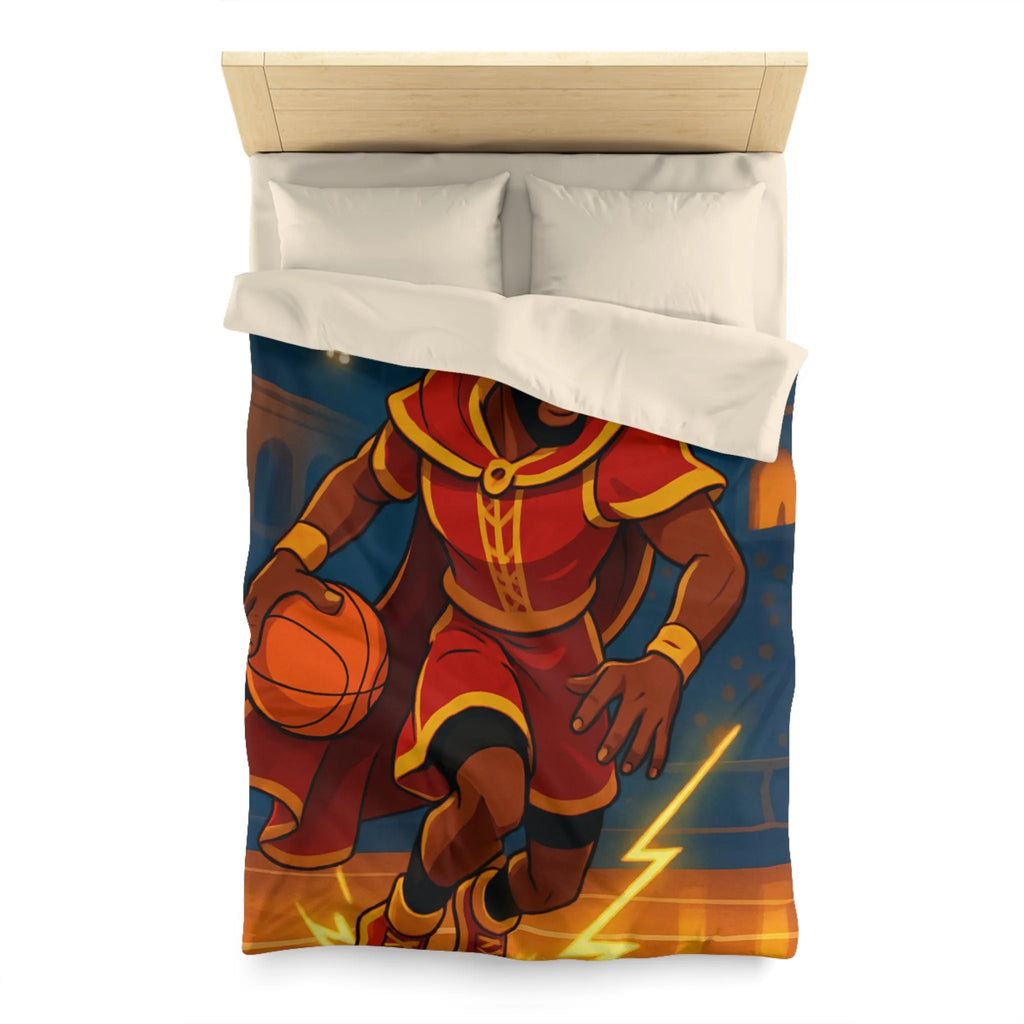 Athlète en Action avec Ballon de Basket dans Arène Lumineuse - Motif Royauté