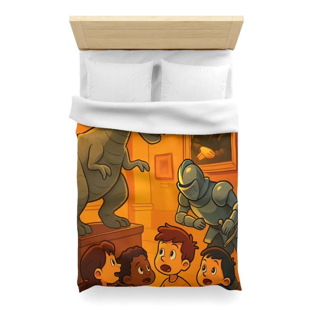 Housse de couette avec scène amusante de musée et T-Rex pour enfants créatifs