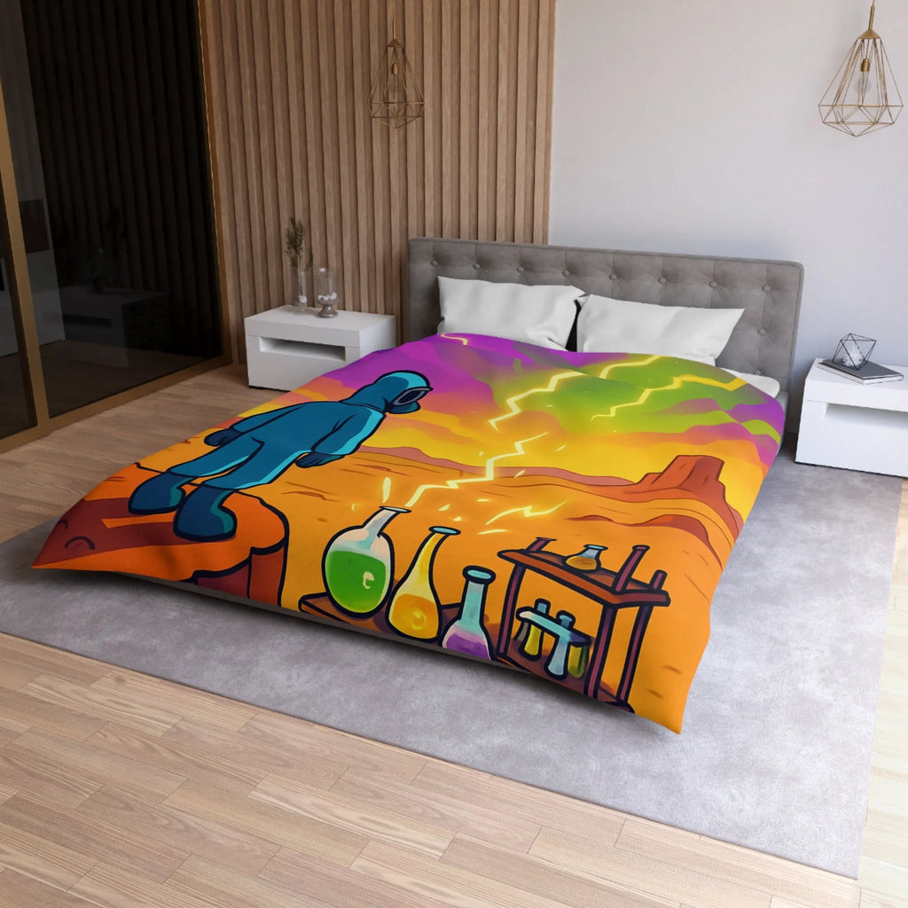 Housse de couette ciel extraterrestre arc-en-ciel avec scientifique et installations chimiques