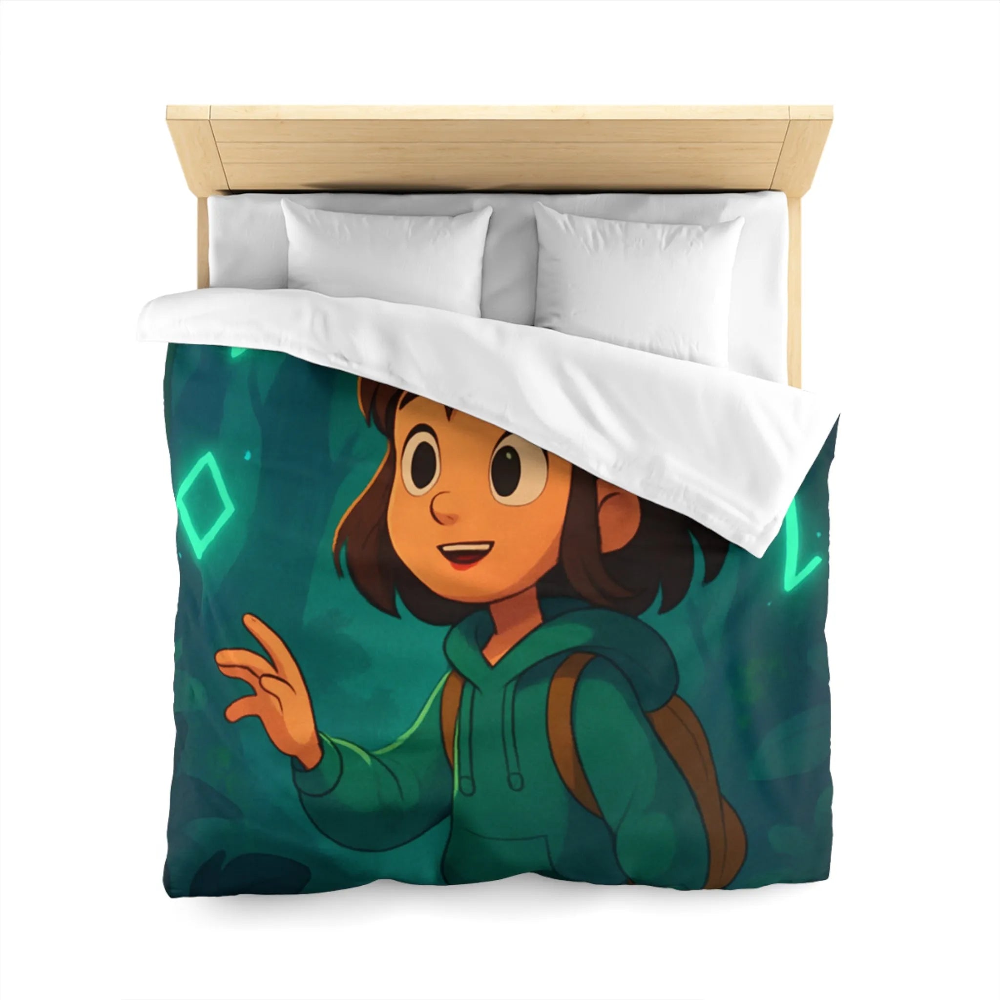 Housse de couette enfant avec motifs magiques et mystiques en forêt enchantée sombre