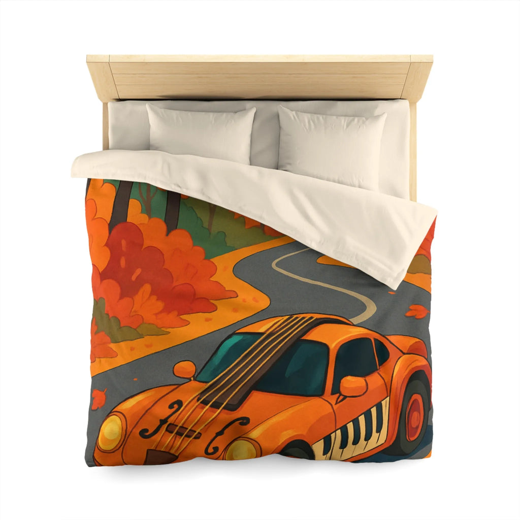 Housse de Couette Automne avec Voiture et Forêt aux Couleurs Vibrantes pour Chambre Chic