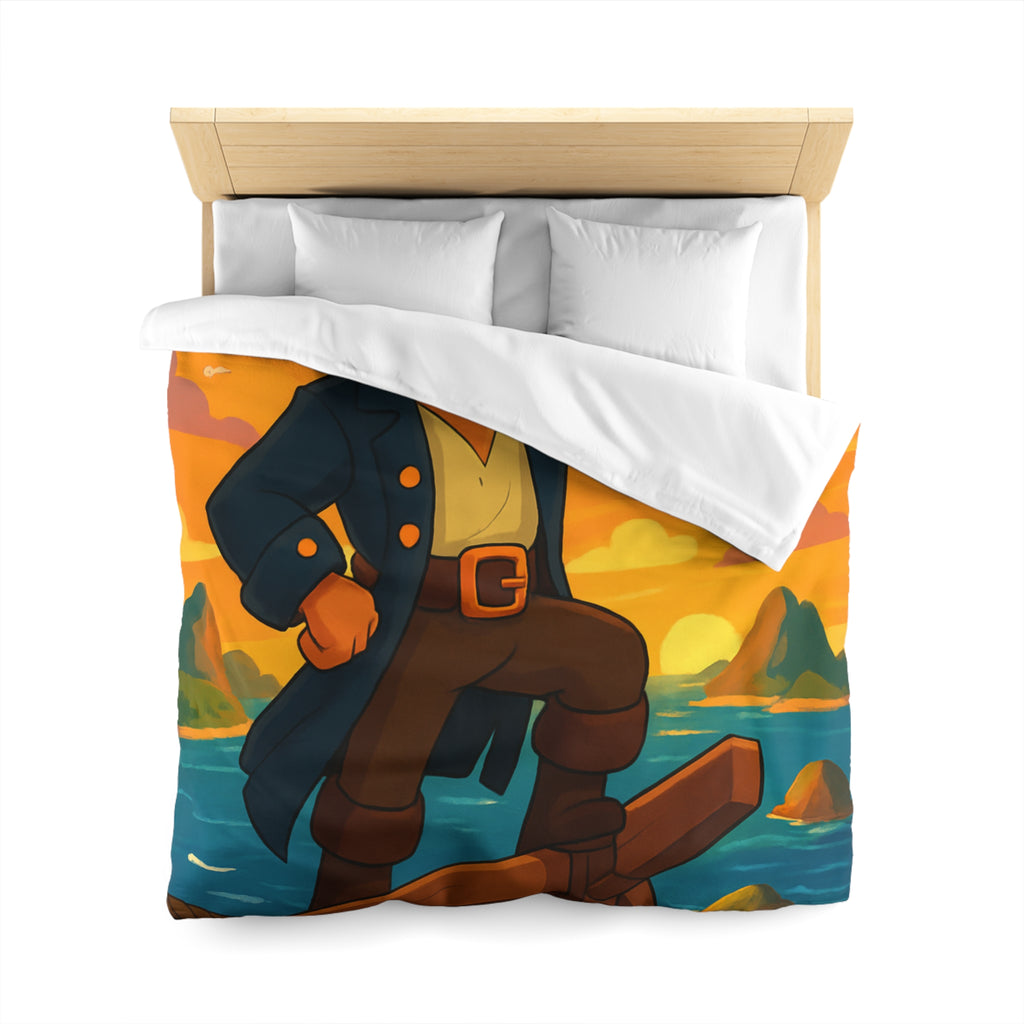Housse de couette pirate flamboyant explorant les mers au coucher de soleil épique