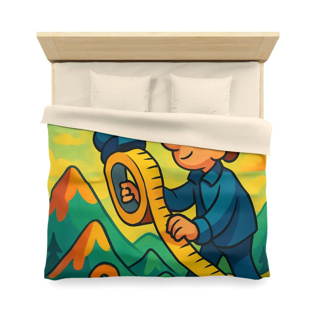 Housse de couette colorée pour enfants avec paysage ludique et motifs géométriques