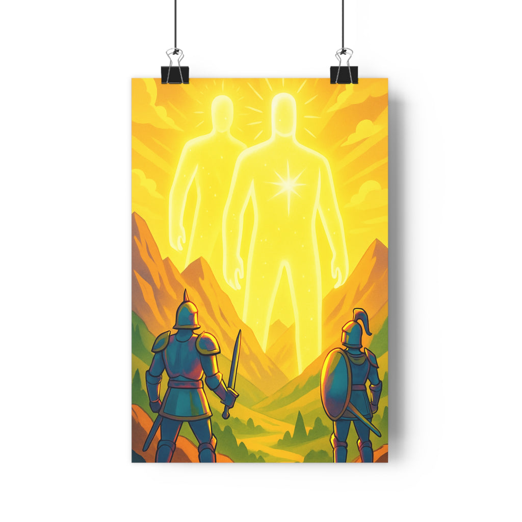 Poster décoratif anime épique lumineux mystique géants montagne salon chambre aventure épée couleur 30x46