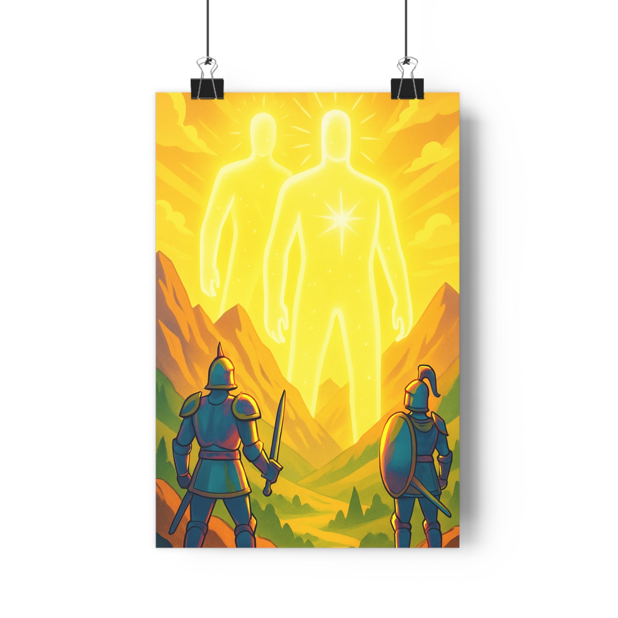 Poster décoratif anime épique lumineux mystique géants montagne salon chambre aventure épée couleur 30x46
