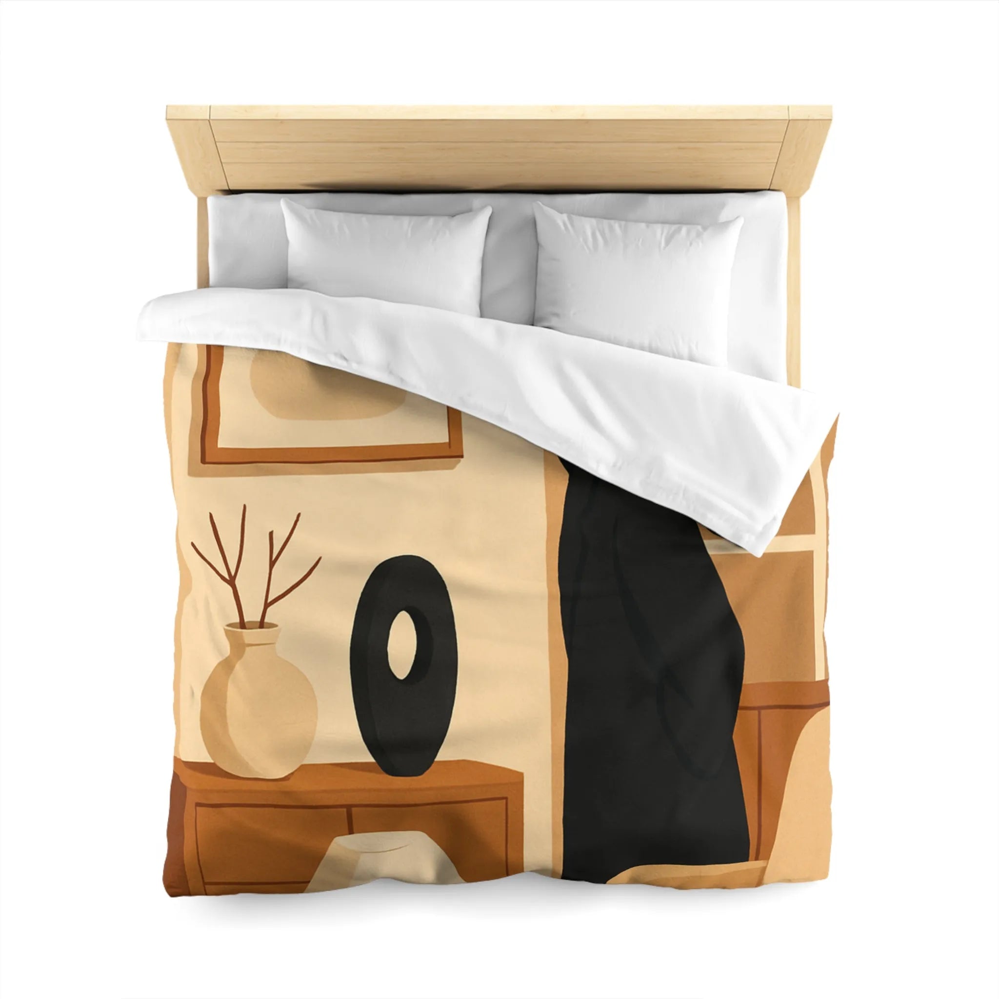 Élégant homme en noir dans salon moderne minimaliste aux accents artistiques abstraits