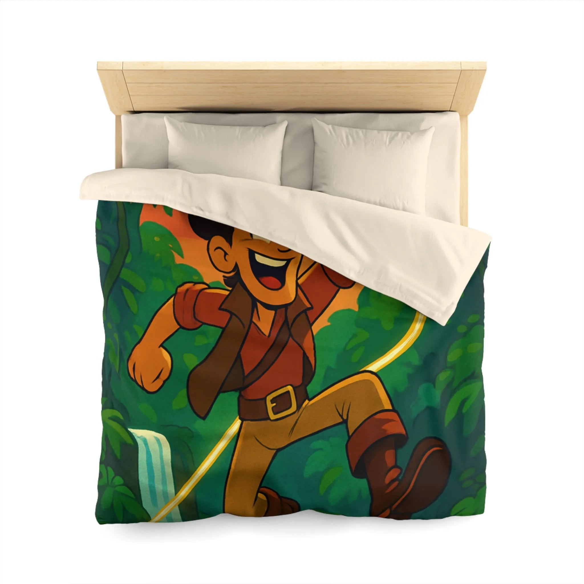 Housse de couette aventure jungle vibrante cascade pour chambre à thème nature