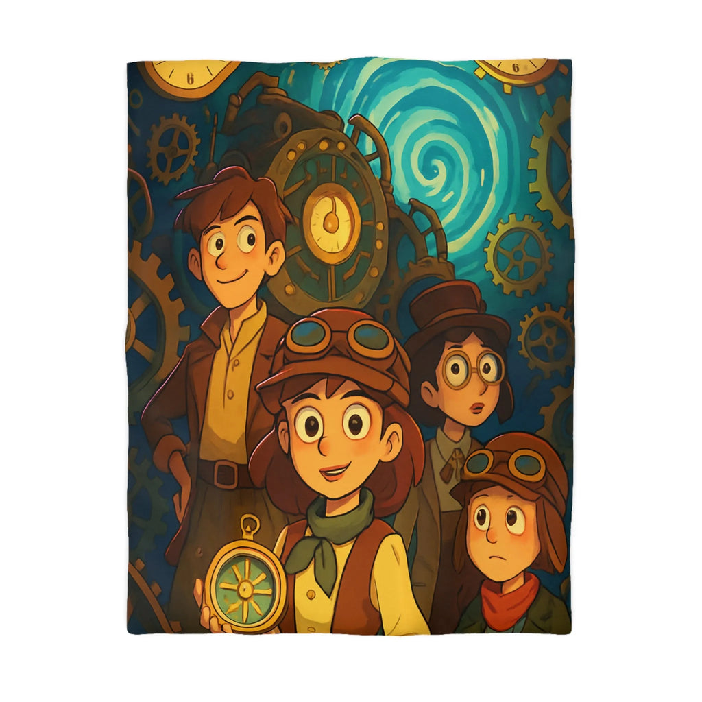 Housse de Couette Enfant Steampunk Aventure Horlogerie avec Spirale Temporelle Mystérieuse