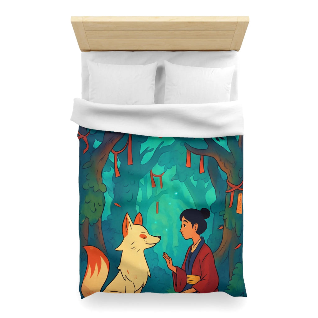 Housse de couette forêt magique avec renard et oiseaux pour chambre paisible