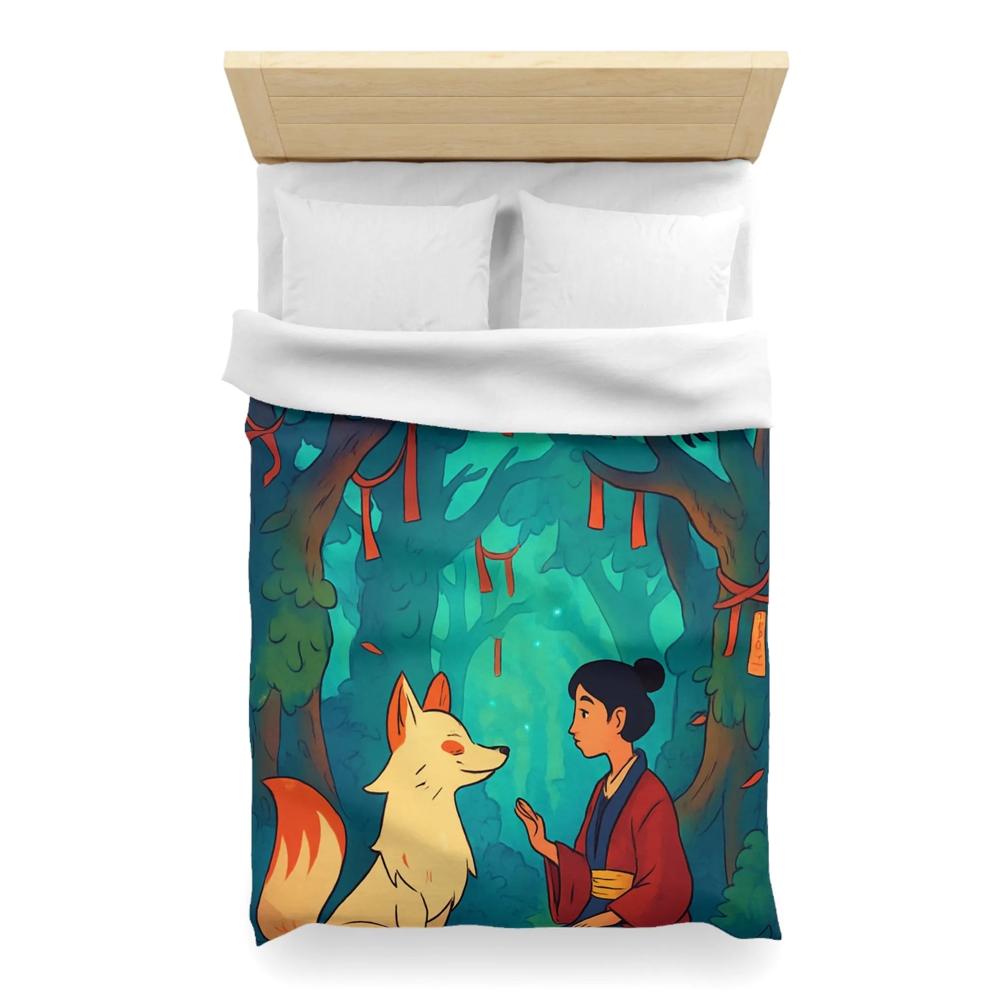 Housse de couette forêt magique avec renard et oiseaux pour chambre paisible