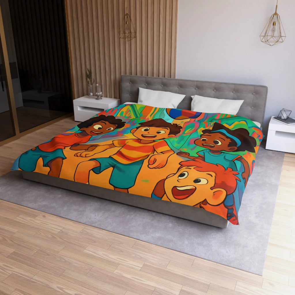 Housse de Couette Microfibre Art Graphique Contemporain Style Décoratif Chambre Tendance